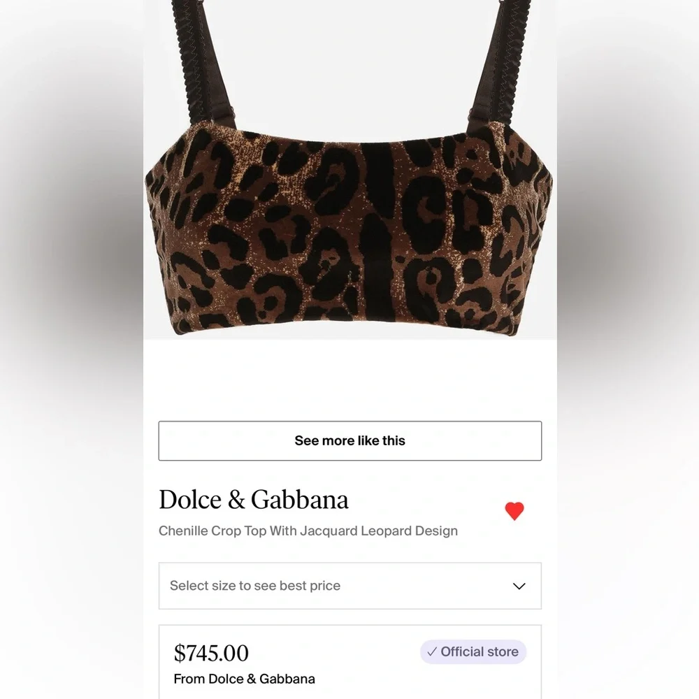 Dolce & Gabbana Animal Print Bralette Set Top & Leggin - Picture 5 of 9